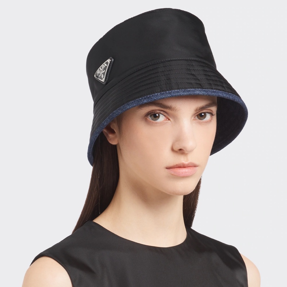 MSRP $795! Double-Sided Authentic Prada Re-Nylon & Denim Bucket Hat Size Medium - Picture 3 of 14
